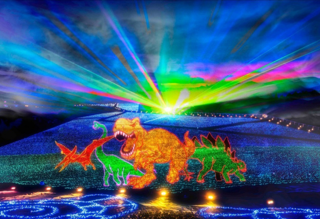 The biggest light show in the region, Ski Jam Geo Illumination takes place in Fukui Prefecture, famous for its dinosaurs. Ski Jam Katsuyama held its first Geo Illumination event in 2018, and drew 85,000 people to see the light up. This year should be just as spectacular, with 6 different areas, and a dinosaur theme in tribute to the prefecture's famous fossils. Learn a little about the history of dinosaur life as you walk through huge expanses of glowing lights. Plus, head to the observatory to get a great view from above.