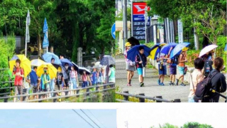 일본 초등학교 “마스크 대신 우산 쓰고 등교하세요”